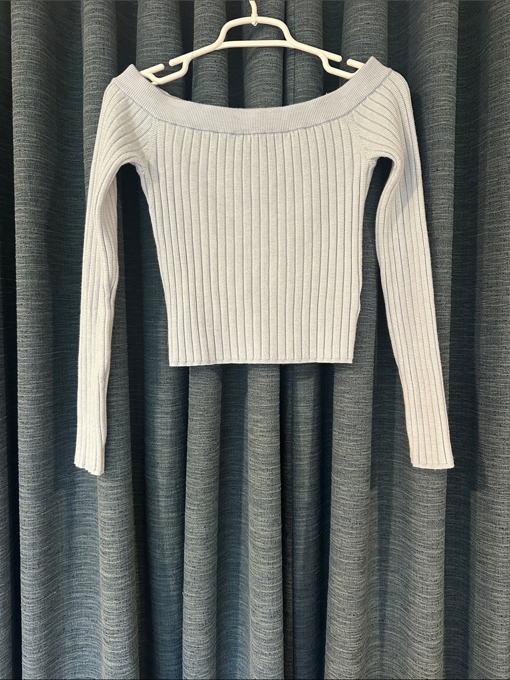 aerie Off-Shoulder Ribbed Sweater - baby blue